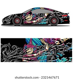 
Full wrap racing car abstract vinyl sticker graphics kit 