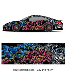 
Full wrap racing car abstract vinyl sticker graphics kit 