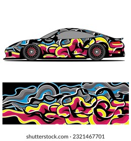 
Full wrap racing car abstract vinyl sticker graphics kit 