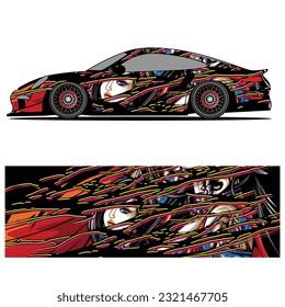 
Full wrap racing car abstract vinyl sticker graphics kit 