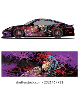 
Full wrap racing car abstract vinyl sticker graphics kit 