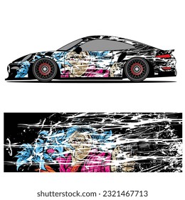 
Full wrap racing car abstract vinyl sticker graphics kit 