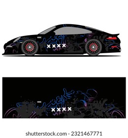 
Full wrap racing car abstract vinyl sticker graphics kit 