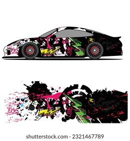 
Full wrap racing car abstract vinyl sticker graphics kit 