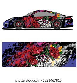 
Full wrap racing car abstract vinyl sticker graphics kit 