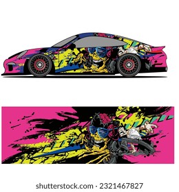 
Full wrap racing car abstract vinyl sticker graphics kit 