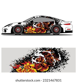 
Full wrap racing car abstract vinyl sticker graphics kit 