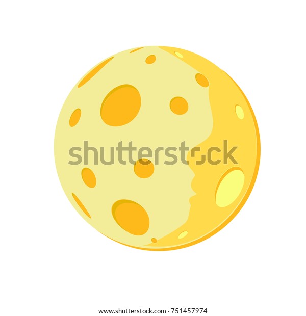黄色い満月とクレーターが宇宙に 白い背景に単純なアイコン ベクターイラスト のベクター画像素材 ロイヤリティフリー