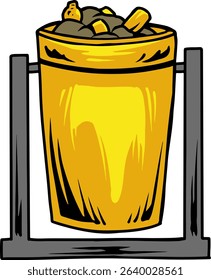 Full Yellow Public Bin Illustration