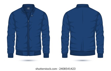 Full zip bomber jacket mockup front and back view