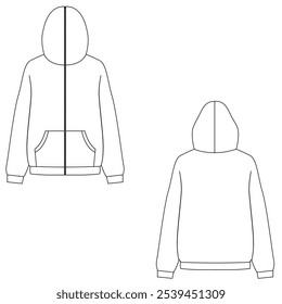 Full zip hoodie sweatshirt template design. Blank hoodie sweatshirt mockup	