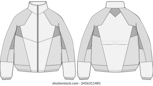 Full Zip Nylon Track Jacket Fashion Design Vector Template