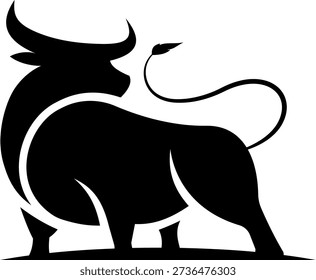 fullbody of bull logo, simple and clean