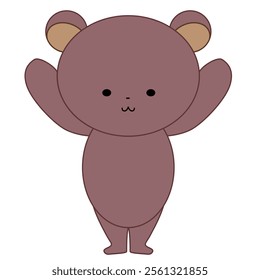 Full-body illustration of a cute bear raising both hands