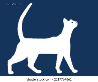 A full-body illustration of the cute white cat character. Cute cats collection in vector style.