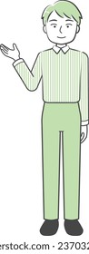 Full-body illustration of a man to guide-friendly simple touch
