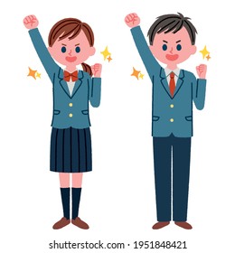Full-body illustration of motivated students