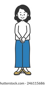 
A full-body illustration of a senior woman