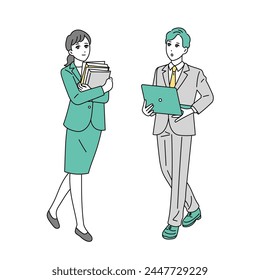 Full-body illustration set of business people of various occupations