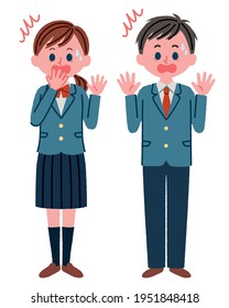 Full-body illustration of a surprised student