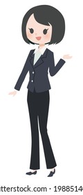 Full-body illustration of a woman wearing business wear