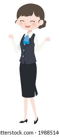 Full-body illustration of a woman wearing business wear