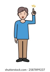 Full-body illustration of a young man explaining the points