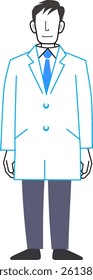 Full-body vector illustration of a man in a white coat
