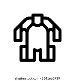 Full-body wetsuit. Editable stroke vector icon.