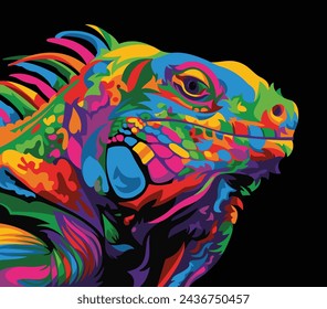 Full-Color Cartoon Iguana Vector Design for Logo, Sticker, and T-Shirt