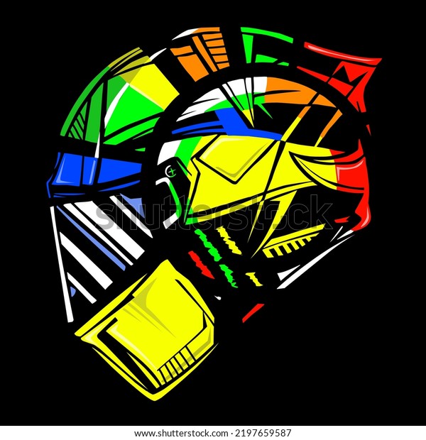 Fullcolor Motorcycle Helmet Vector Illustration Eps Stock Vector ...