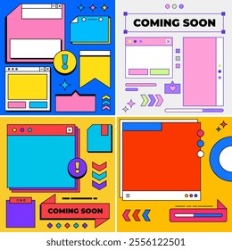 fullcolor pop art shape social media template background