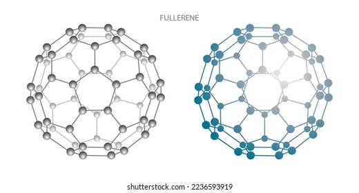 Fullerene structure. Allotrope of carbon. Vector illustration
