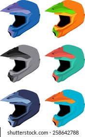 Full-face bike helmets vector pack