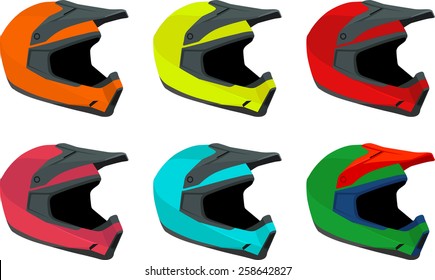 Full-face bike helmets vector pack