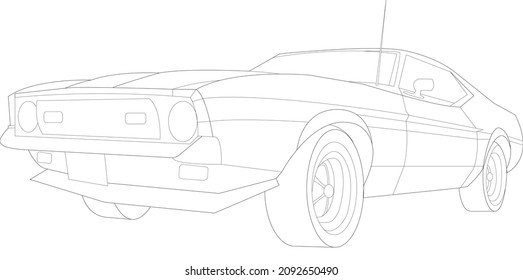 full-face car in linear style on a white background