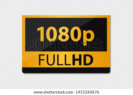 FullHD 1080p Icon - Golden Vector Illustration - Isolated On Transparent Background