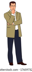 Figura completa de un hombre con una chaqueta de luz