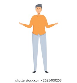 Fulllength illustration of a man standing with open arms, wearing casual attire