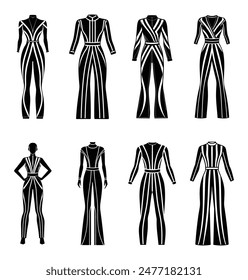 Full-Length Jumpsuit Collection, Emphasizing Straight Lines and Monochromatic Palette