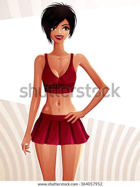 Fulllength Portrait Gorgeous Brunette Sexy Lady Stock Vector Royalty Free 364057952 Shutterstock 7539