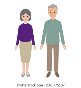 full-length senior couple facing the front.