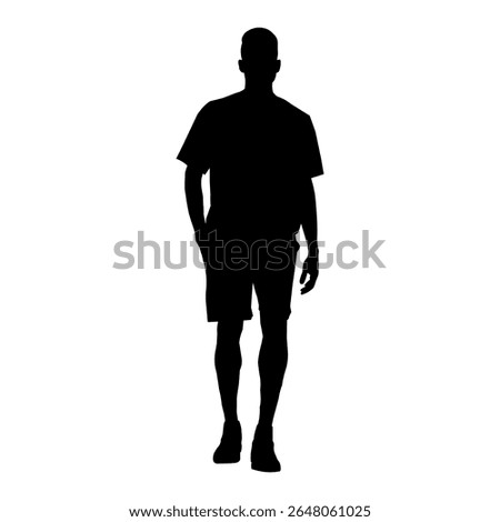  Full-length silhouette of a man walking or standing, with one hand in his pocket, isolated on a white background.