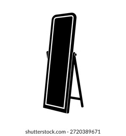Ilustración vectorial de muebles interiores de dormitorio, dormitorio o pasillo con silueta de espejo de Duración completa
