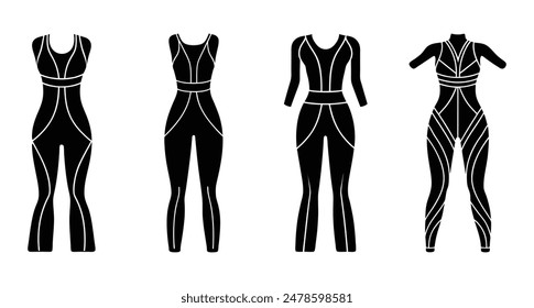 Full-Length Yoga Jumpsuit Silhouette Collection with Ergonomic Lines