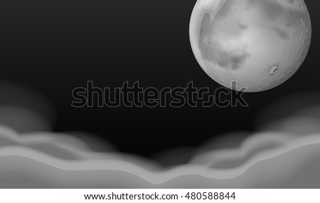Fullmoon over the thick clouds illustration