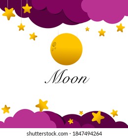  Full-Moon and stars in the sky,
Cloud Vector 
illustration.Background,website