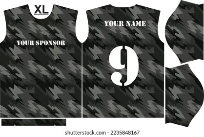 Fullprint Sublimation Sports Ready for Sewing Camouflage Black