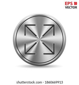 Icono de signo de flecha de pantalla completa en botón 3D. Ilustración vectorial Eps 10.