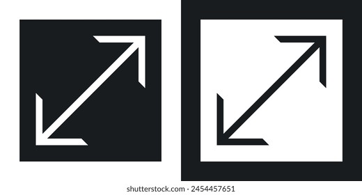 Erweitern Icon Set im Vollbildmodus. Symbole für Video-Vergrößerung und Bildschirm-Stretch-Vektorgrafik